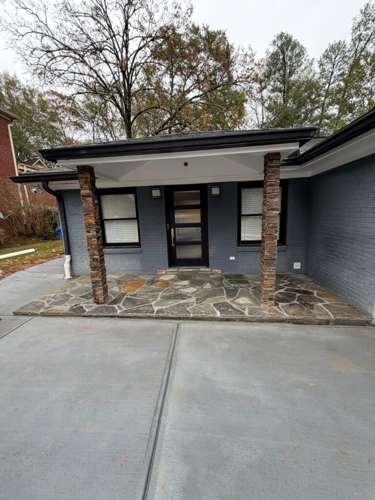 Tucano Stones - Front entrance with flagstone porch and concrete driveway - Atlanta GA