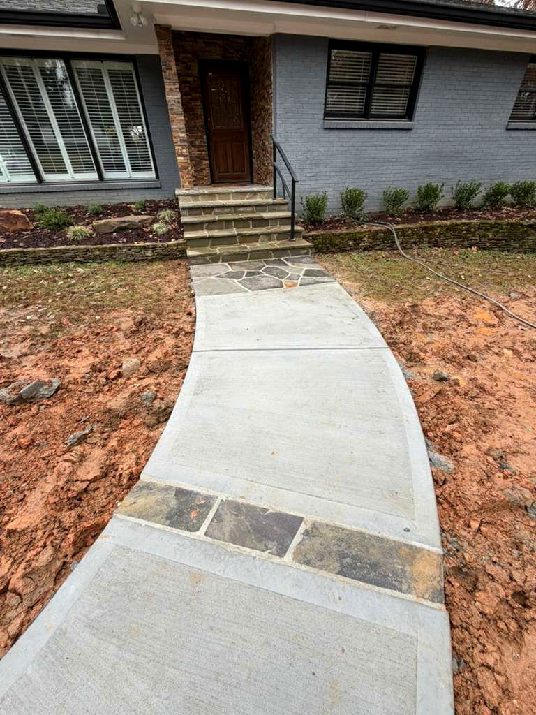Tucano Stones - Concrete walkway with flagstone strips leading to porch - Atlanta GA