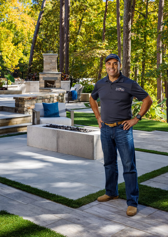 Leo Moreira, owner of Tucano Stones & Pavers, at a Belgard showcase project