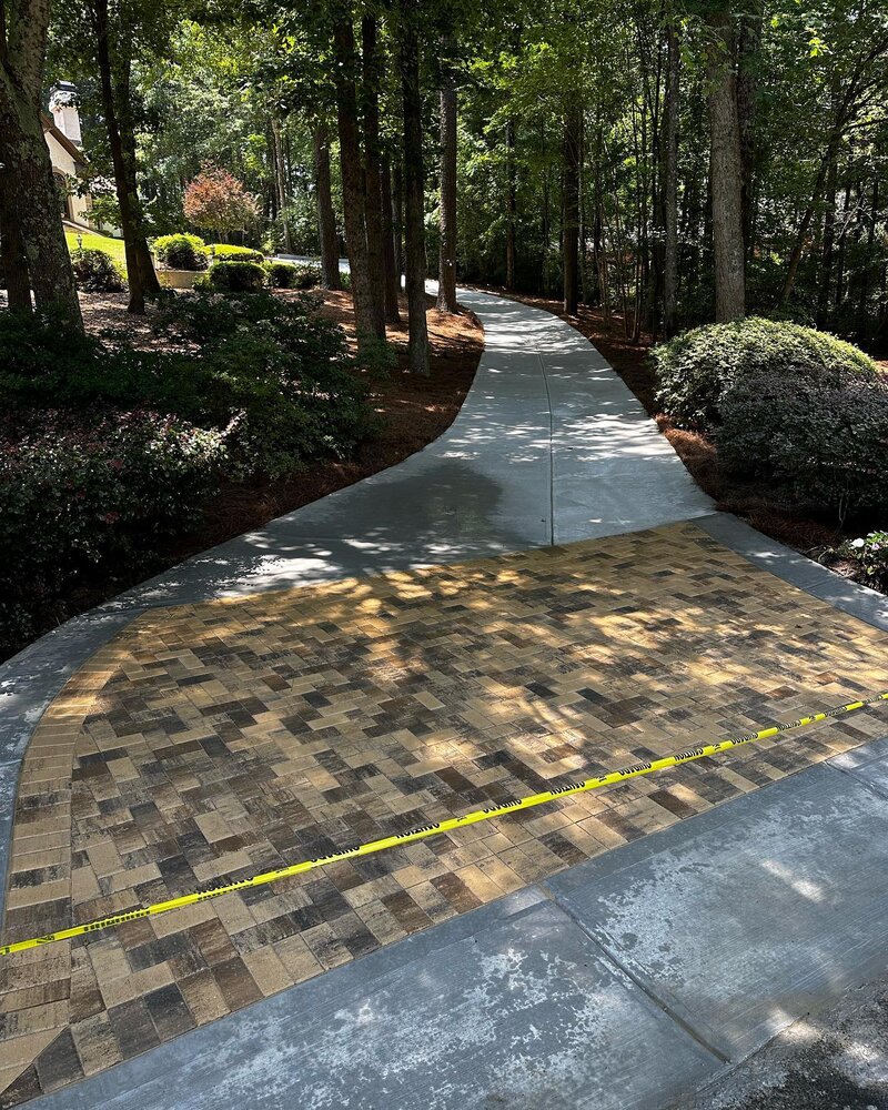 Concrete Driveway replacement. Apron with Belgard holland Avondale pavers.
