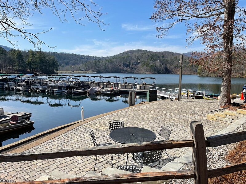 Permeable pavers and modular wall. The marina at big canoe.