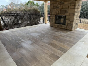 Tucano Stones Porcelain Pergola and Fireplace