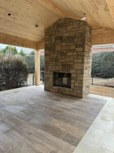 Tucano Stones Porcelain Pergola and Fireplace
